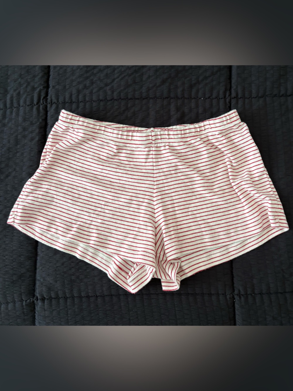 Brandy Melville Red and White Striped Knit Shorts One Size